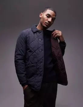 Стеганая двусторонняя куртка темно-синего и бордового цветов Mango