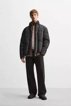 Стеганая джинсовая куртка ZARA, черный