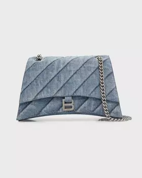 Стеганая джинсовая сумка Crush среднего размера с цепочкой Balenciaga