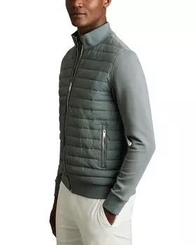 Стеганая гибридная куртка из интерлока REISS, зеленый