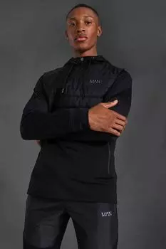 Стеганая худи man active gym на молнии 1/4 Boohoo, черный
