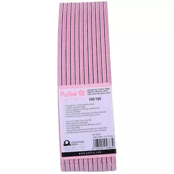 Стеганая изогнутая пилочка для ногтей черная лаймовая 100/180, Eurostil