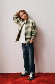 Стеганая клетчатая рубашка ZARA, зеленый