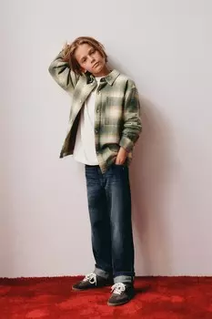 Стеганая клетчатая рубашка ZARA, зеленый