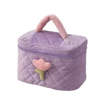 Стеганая косметичка с мотивом тюльпана Фиолетовая косметичка KS100Wz3 Inna Marka