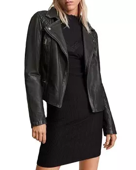 Стеганая кожаная байкерская куртка карго ALLSAINTS, черный