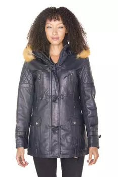 Стеганая кожаная куртка-парка «брюссель» Infinity Leather, синий