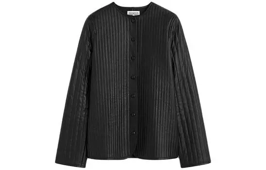 Стеганая кожаная куртка TOTEME, черный