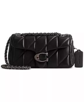 Стеганая кожаная мини-сумка через плечо Tabby 20 с цепочкой Coach, черный