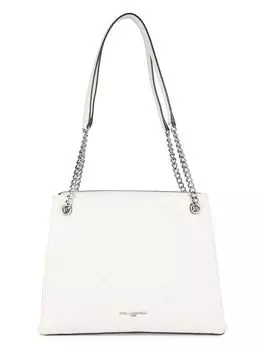 Стеганая кожаная сумка через плечо Charlotte Karl Lagerfeld Paris, цвет Winter White