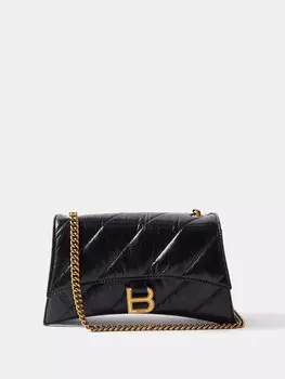 Стеганая кожаная сумка через плечо crush xs Balenciaga, черный