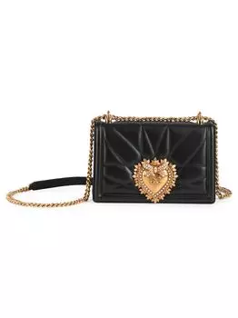 Стеганая кожаная сумка через плечо Devotion среднего размера DOLCE&GABBANA, черный