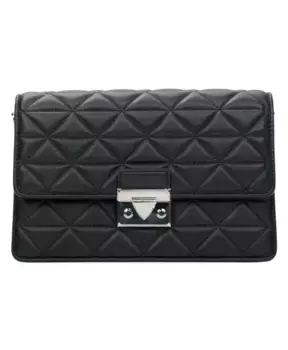 Стеганая кожаная сумка через плечо Estro, черный