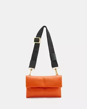 Стеганая кожаная сумка через плечо Ezra AllSaints, пирол оранжевый