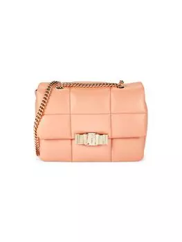 Стеганая кожаная сумка через плечо Ferragamo, темно-розовый