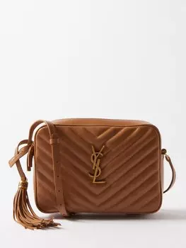 Стеганая кожаная сумка через плечо lou среднего размера с логотипом ysl Saint Laurent, коричневый