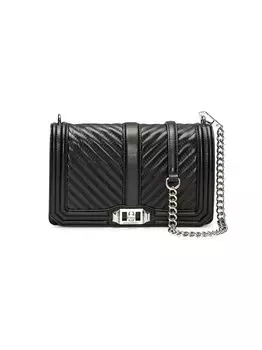 Стеганая кожаная сумка через плечо Love Chevron Rebecca Minkoff, черный
