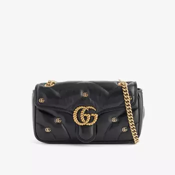 Стеганая кожаная сумка через плечо marmont Gucci, черный