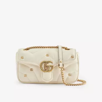 Стеганая кожаная сумка через плечо marmont Gucci, белый