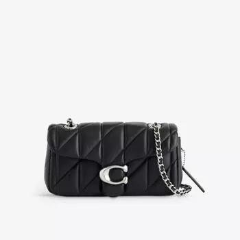 Стеганая кожаная сумка через плечо tabby Coach, черный