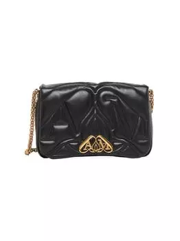 Стеганая кожаная сумка через плечо The Seal Alexander McQueen, черный