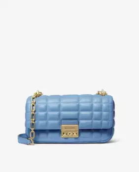 Стеганая кожаная сумка через плечо Tribeca Michael Michael Kors, синий