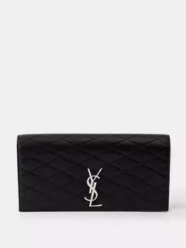 Стеганая кожаная сумка-клатч kate Saint Laurent, черный