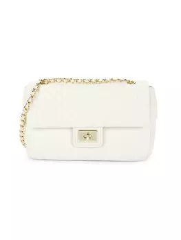 Стеганая кожаная сумка на плечо Agyness Karl Lagerfeld Paris, цвет Winter White