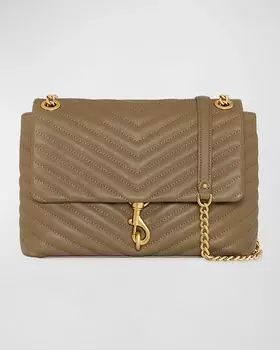 Стеганая кожаная сумка на плечо Edie с клапаном Rebecca Minkoff, цвет Surplus
