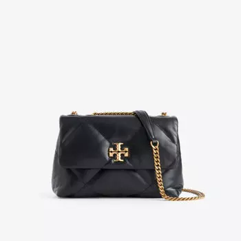 Стеганая кожаная сумка на плечо kira Tory Burch, черный