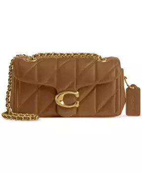 Стеганая кожаная сумка Tabby Shoulder Bag 20 с цепочкой COACH, коричневый