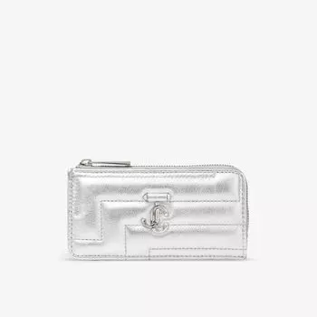 Стеганая кожаная визитница Lise-Z Avenue Jimmy Choo, серебряный