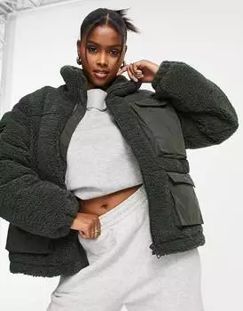 Стеганая куртка ASOS 4505 borg с карманами