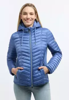 Стеганая куртка Barbara Lebek с капюшоном и карманами на молнии, джинсовый