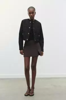 Стеганая куртка- бомбер ZARA, черный