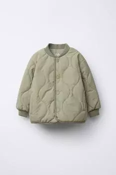 Стеганая куртка- бомбер ZARA, хаки