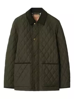 Стеганая куртка Burberry с вельветовым воротником, зеленый