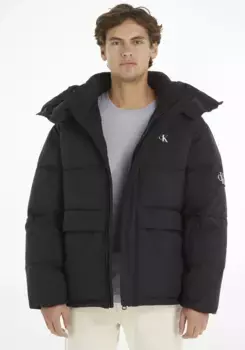 Стеганая куртка Calvin Klein Jeans "ESS NON DOWN RELAXED JACKET", с капюшоном, цвет Ck Black