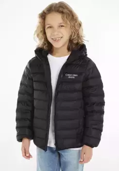Стеганая куртка Calvin Klein Jeans "LW DOWN LOGO JACKET", с капюшоном, черный