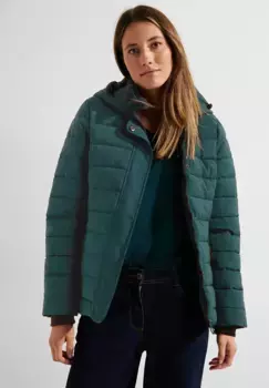 Стеганая куртка Cecil, с капюшоном, с капюшоном, зеленый