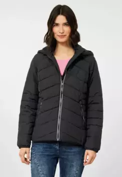 Стеганая куртка Cecil, с капюшоном, с современной стежкой, черный