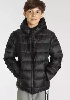 Стеганая куртка Чемпион "Outdoor Hooded Jacket - детская", с капюшоном Champion, черный