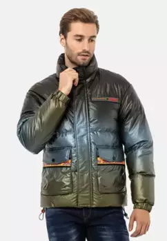 Стеганая куртка Cipo & Baxx в модном металлизированном исполнении, хаки