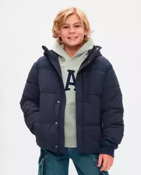 Стеганая куртка для мальчика с капюшоном Gap, темно-синий