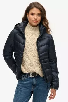 Стеганая куртка Fuji с капюшоном Superdry, синий