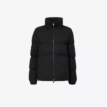 Стеганая куртка Fuligule с нашивкой-логотипом и драгоценными камнями Moncler, черный