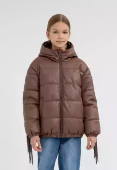 Стеганая куртка Гулливер из искусственной кожи с капюшоном Gulliver, коричневый