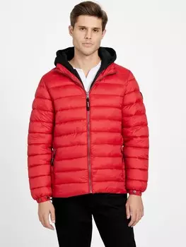 Стеганая куртка Harrison с капюшоном Guess Factory, цвет Varsity Red