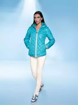 Стеганая куртка Heine с капюшоном, бирюзовый