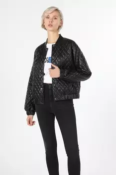 Стеганая куртка из экокожи Colin'S, черный